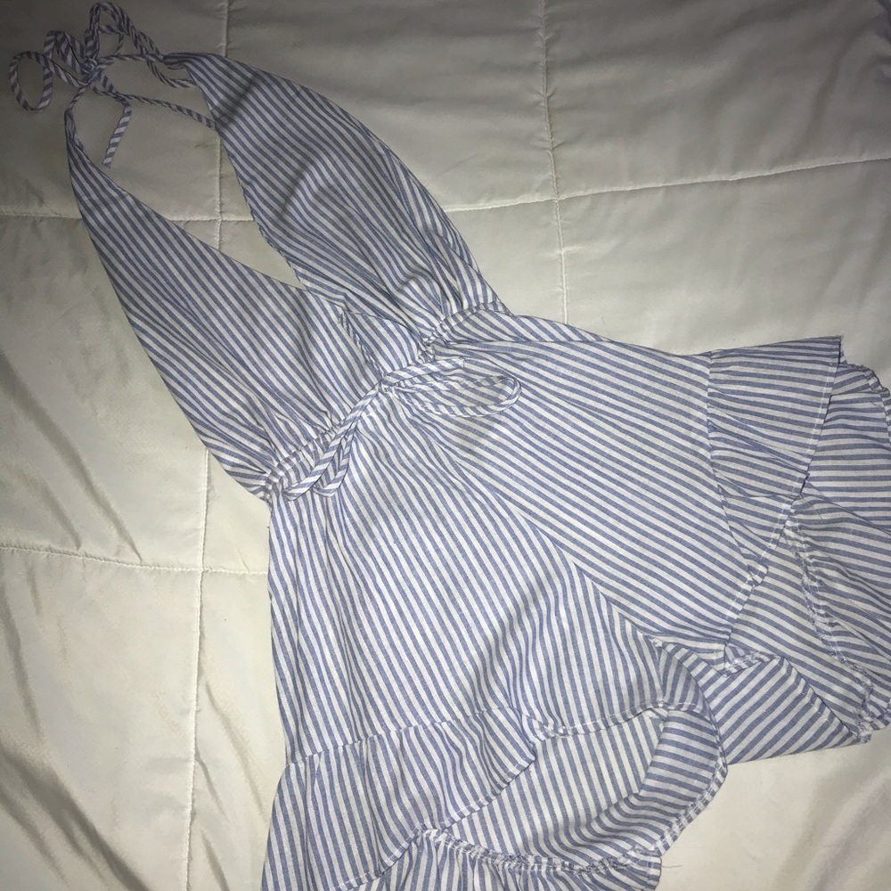 Blue & White Striped Halter Romper From Zaful!